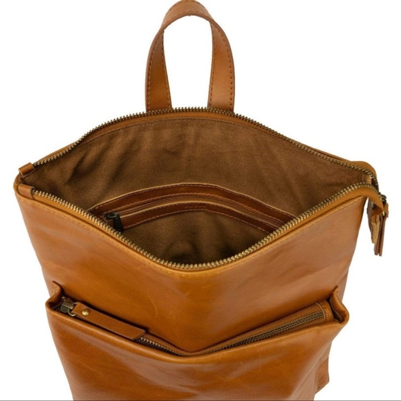 ANDAR The Addison Leather Backpack Purse Bag Full Size Camel Tan Brown - Picture 5 of 11